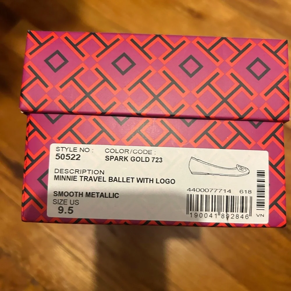 Tory Burch Metallic Gold Reva Ballet Flats